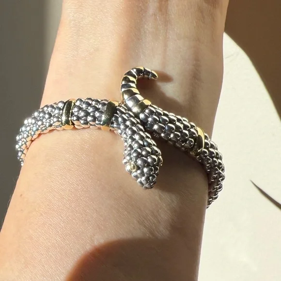 RARE WONDERS Two-Tone Snake Rope Bracelet from Lagos Size 6.5 & 7 - Picture 7 of 11